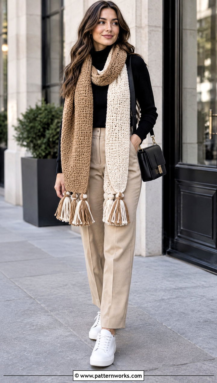Reversible Two Tone Crochet Scarf - 24 crochet scarf design ideas