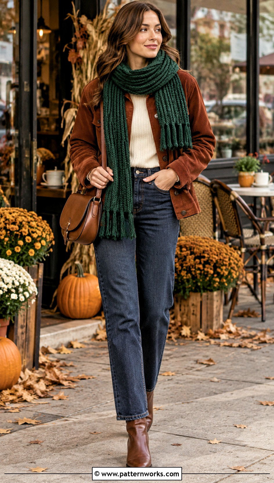 Ribbed Crochet Scarf With Corduroy Jacket - 18 Ribbed Crochet Scarf outfit ideas
