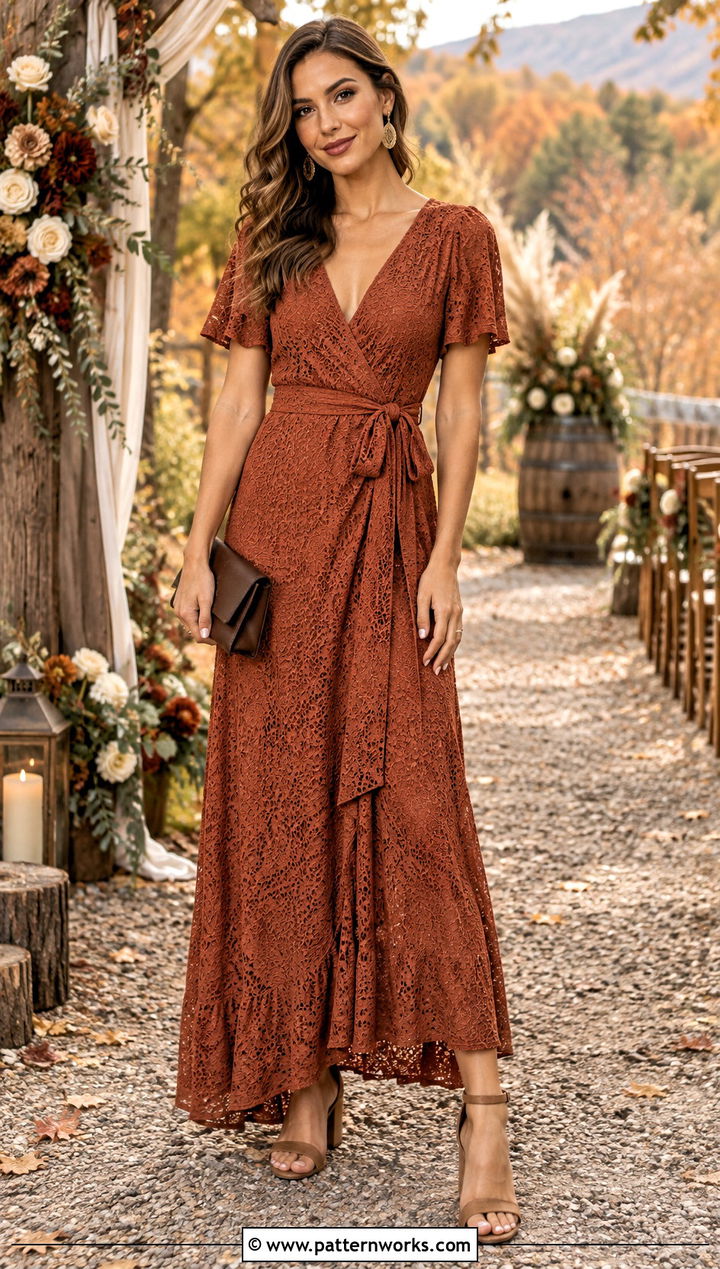 Rust Crochet Wrap Bridesmaid Dress - 24 Crochet Bridesmaid Dress outfit ideas