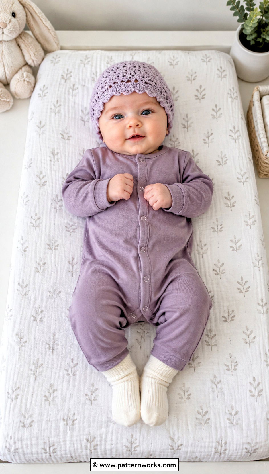 Scalloped Crochet Beanie With Cotton Romper - 24 premie crochet beanie outfit ideas