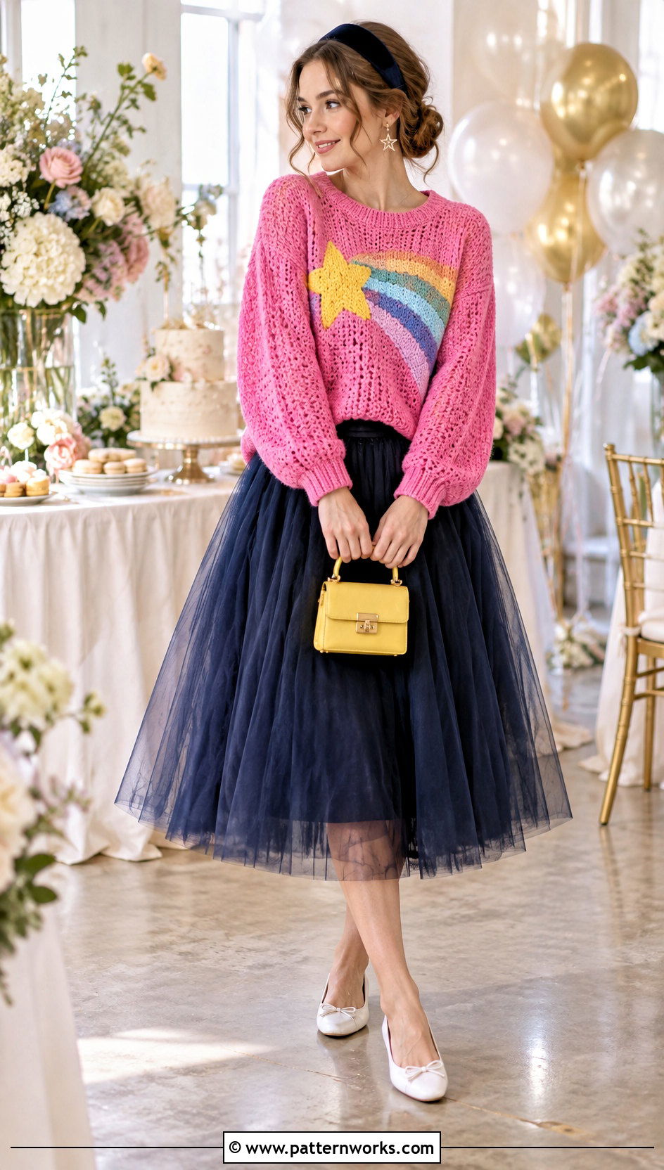 Shooting Star Crochet Mabel Pines Sweater With Tulle Skirt - 30 crochet mabel pines sweater outfit ideas