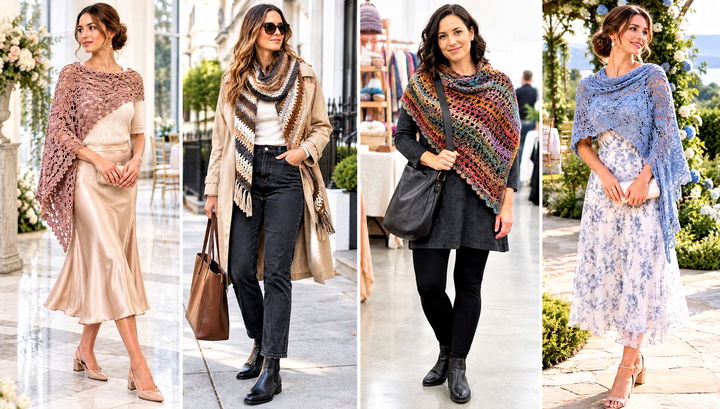 24 Sideways Crochet Shawl Outfit Ideas for Breezy Days