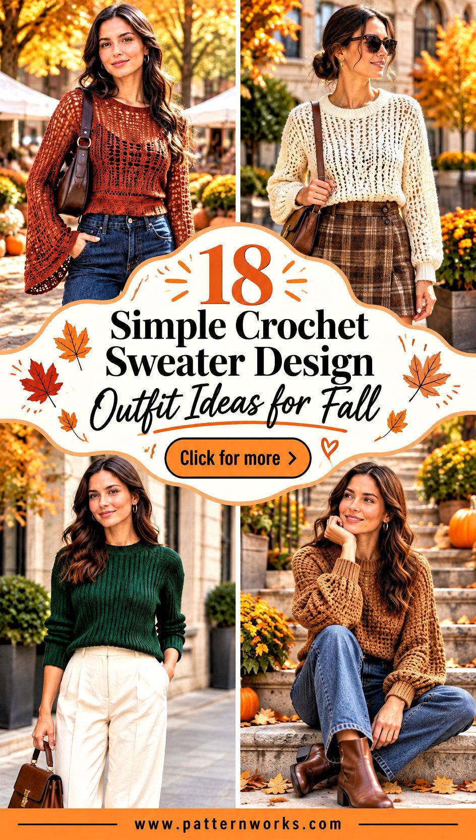 18 Simple Crochet Sweater Design Outfit Ideas for Fall - 18 Simple Crochet Sweater Design Outfit Ideas for Fall