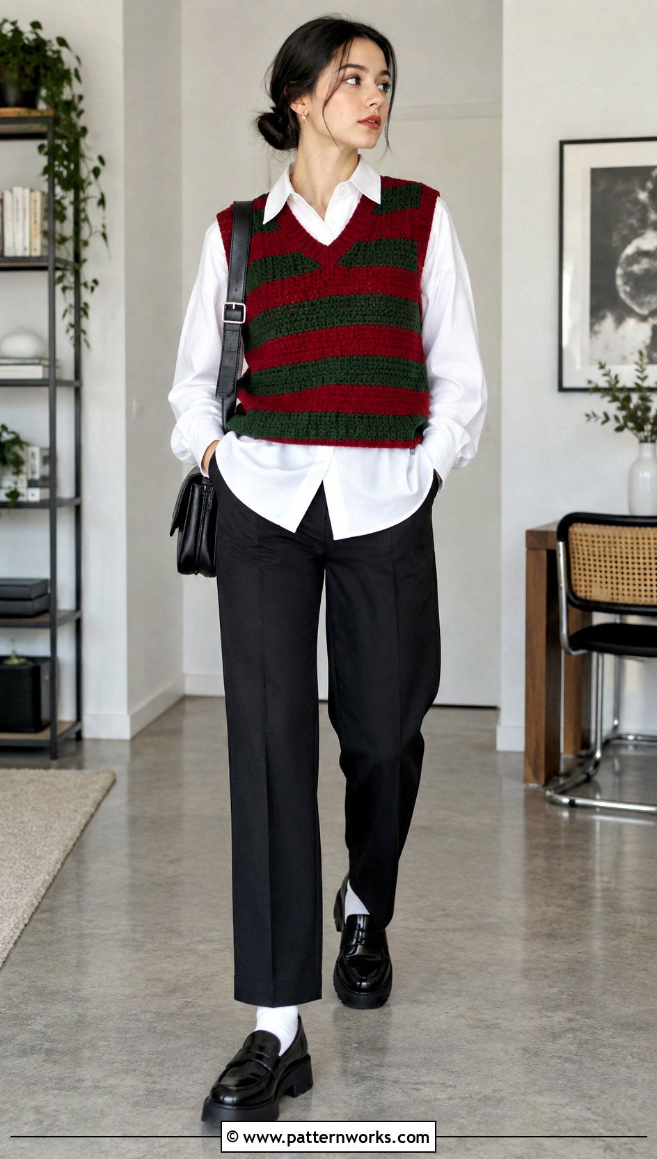 Sleeveless Crochet Freddy Krueger Sweater Vest With White Shirt - 24 crochet freddy krueger sweater outfit ideas