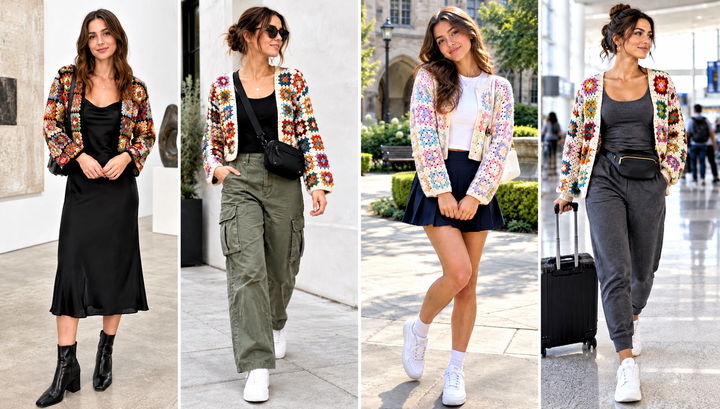 24 Small Granny Square Cardigan Outfit Ideas for Cool Days