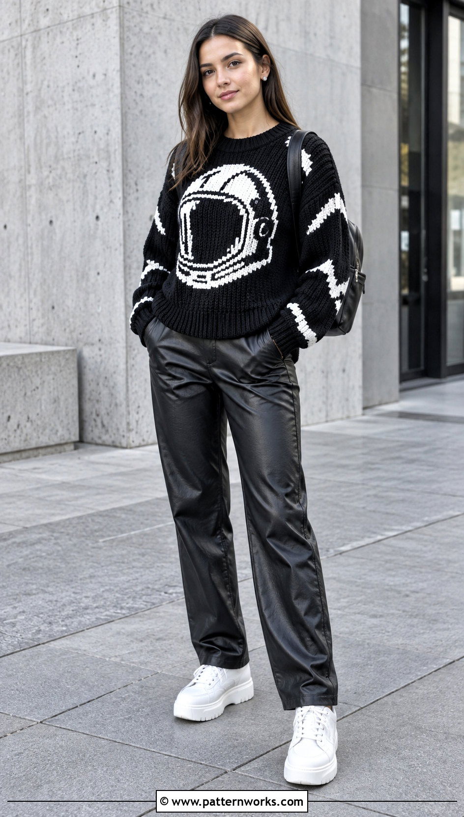 Stormtrooper Crochet Sweater Outfit With Faux Leather Pants - 18 Star Wars Crochet Sweater outfit ideas