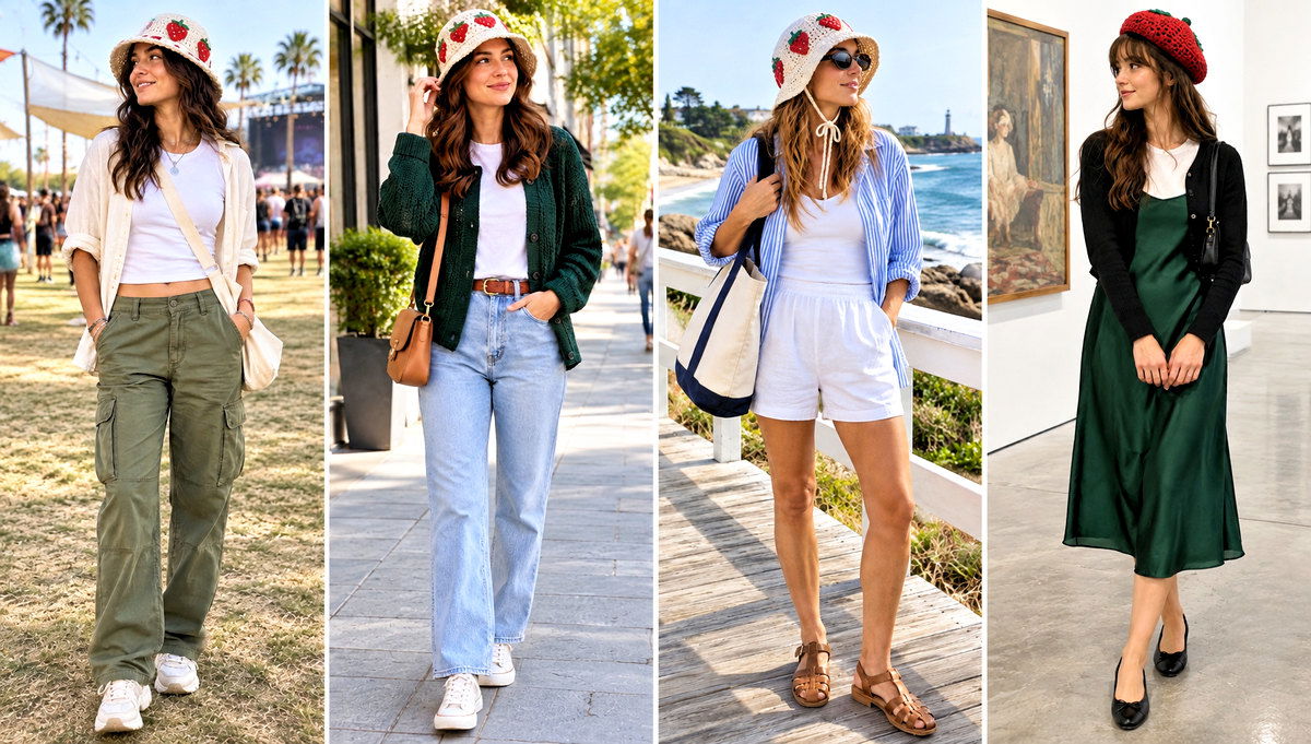 30 Strawberry Crochet Hat Outfit Ideas for Playful Looks