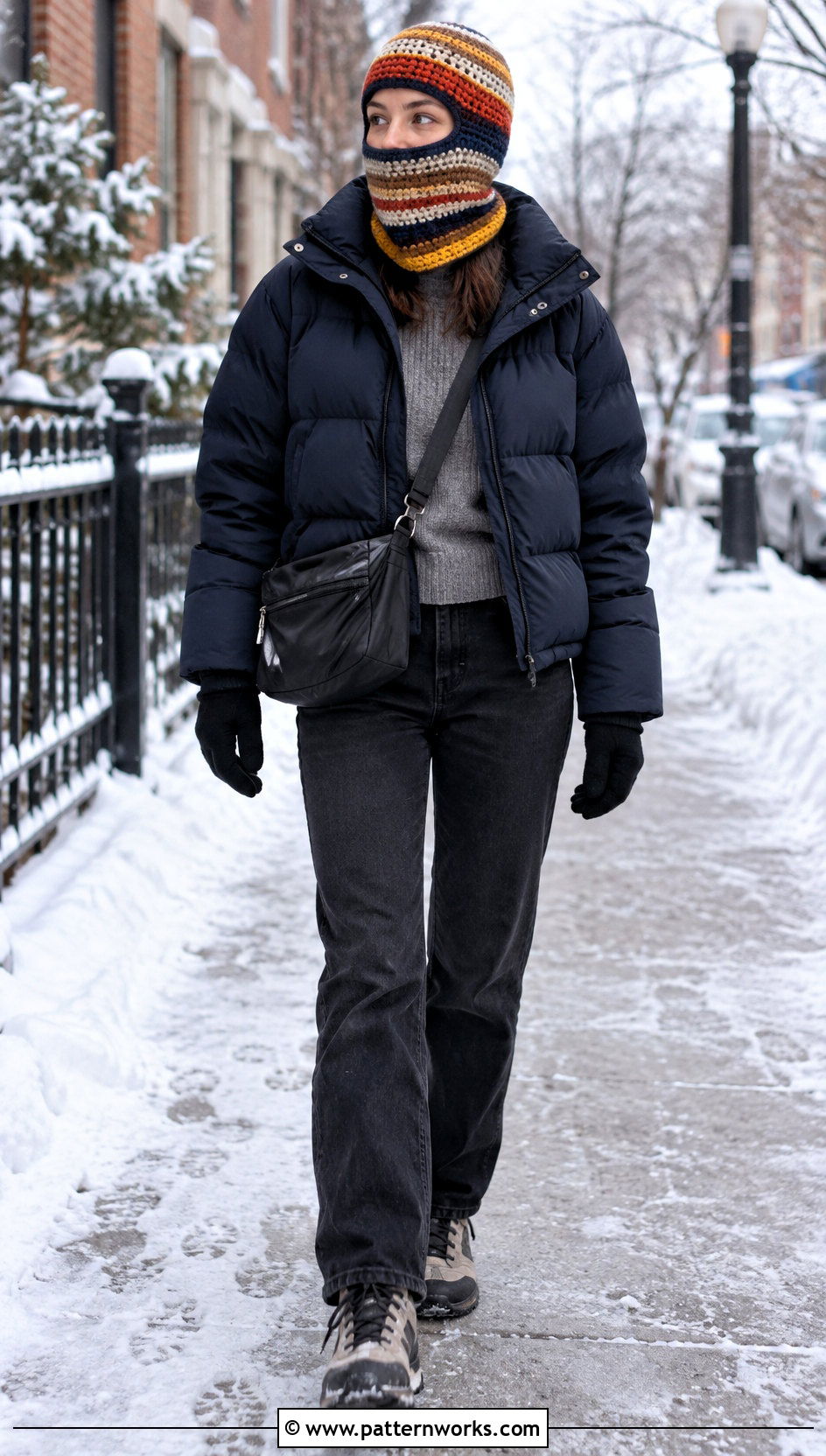 Striped Crochet Balaclava Outfit With Puffer Jacket - 18 Striped Crochet Balaclava outfit ideas