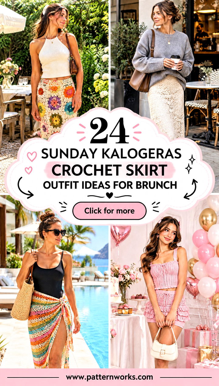 24 Sunday Kalogeras Crochet Skirt Outfit Ideas for Brunch - 24 Sunday Kalogeras Crochet Skirt Outfit Ideas for Brunch