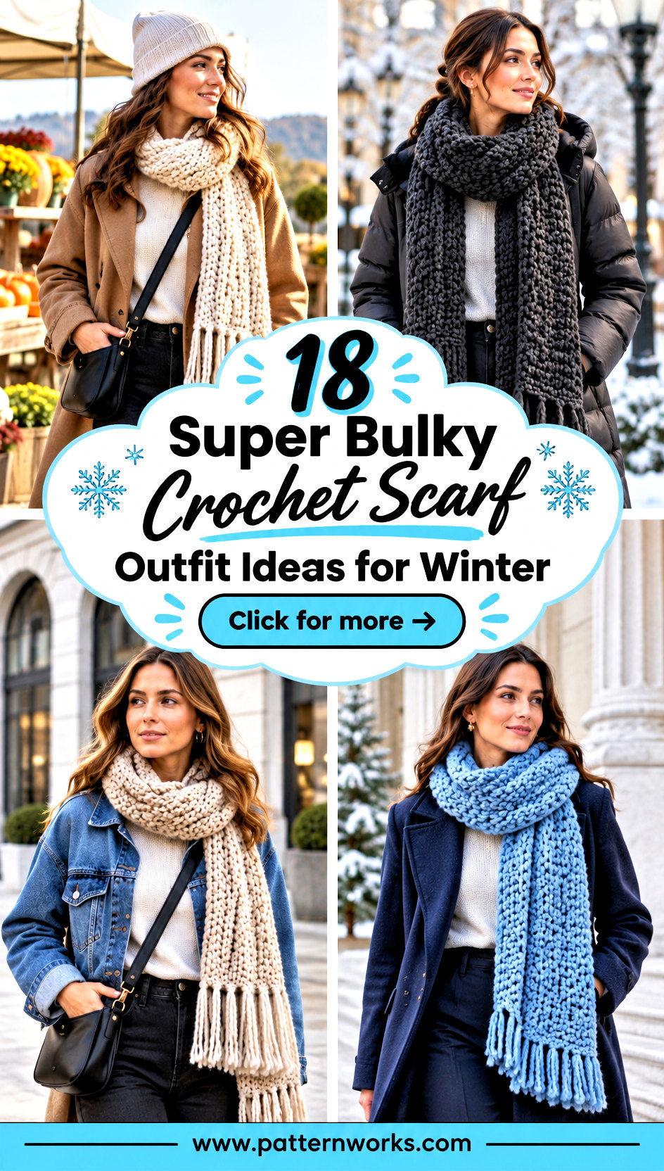 18 Super Bulky Crochet Scarf Outfit Ideas for Winter - 18 Super Bulky Crochet Scarf Outfit Ideas for Winter