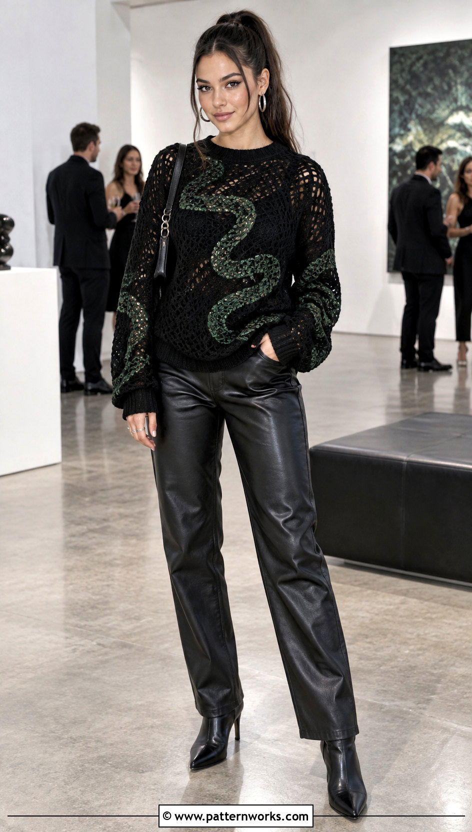 Taylor Swift Reputation Crochet Sweater With Leather Pants - 24 taylor swift crochet sweater outfit ideas
