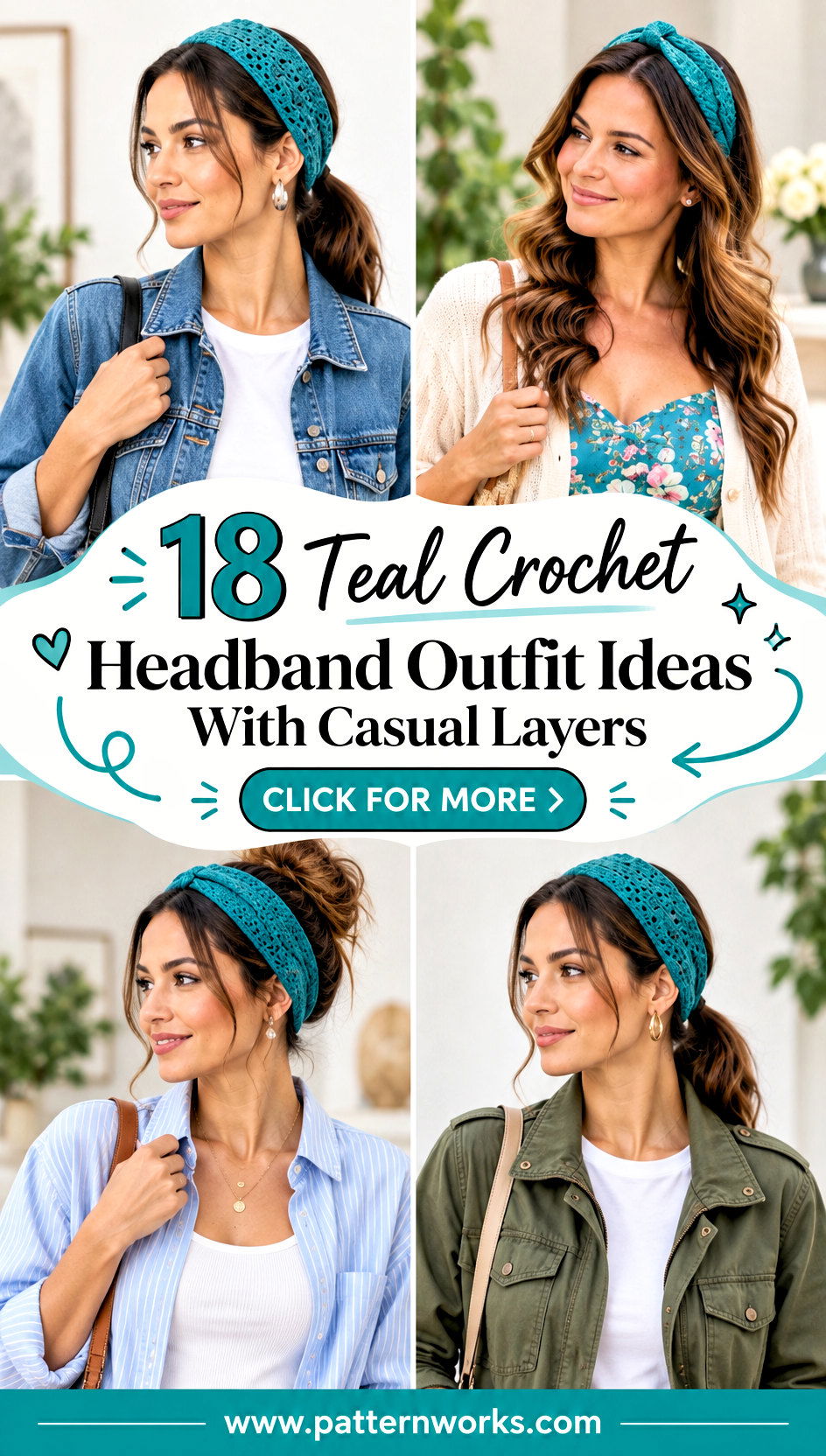 18 Teal Crochet Headband Outfit Ideas With Casual Layers - 18 Teal Crochet Headband Outfit Ideas With Casual Layers