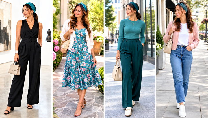 18 Teal Crochet Headband Outfit Ideas With Casual Layers