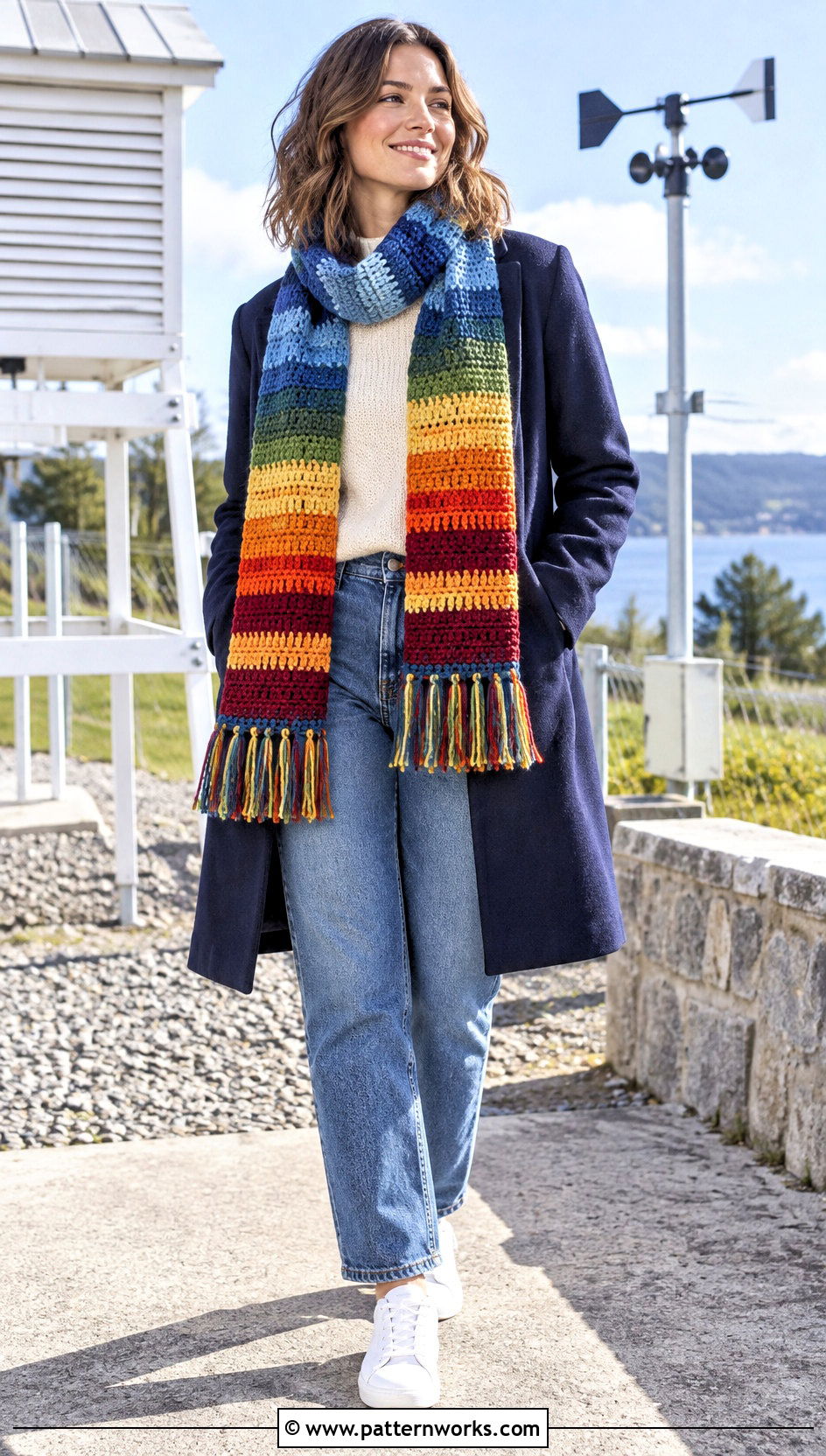 Temperature Stripe Crochet Scarf - 24 crochet scarf design ideas
