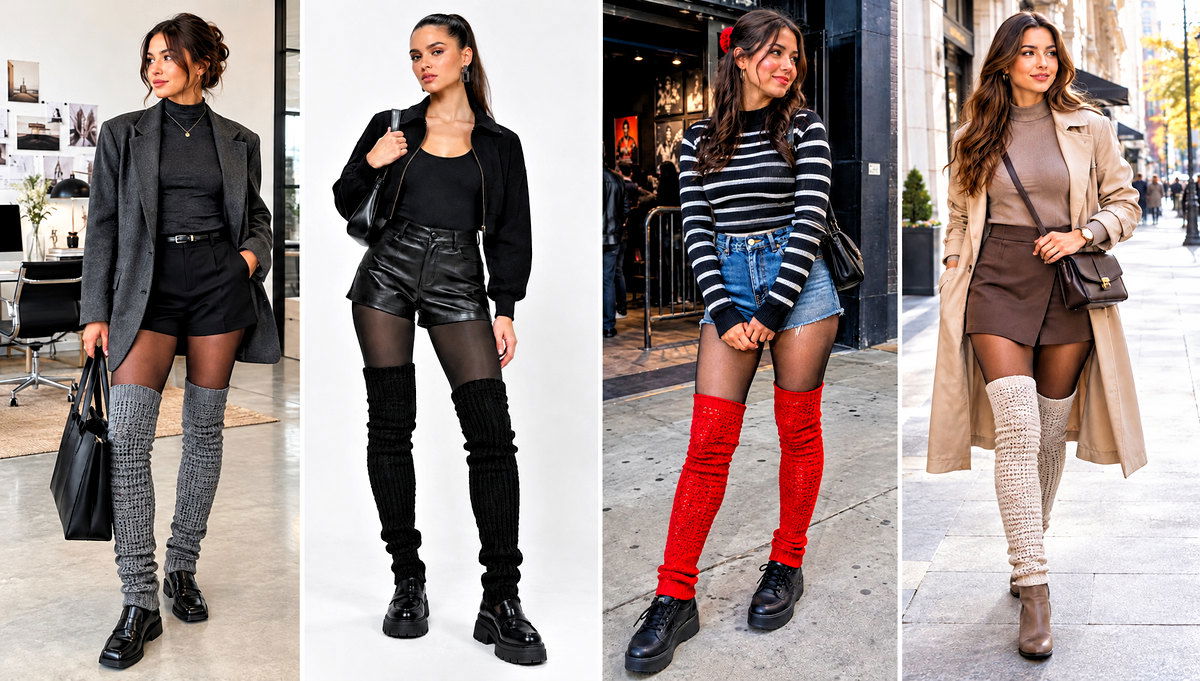 24 Thigh High Crochet Leg Warmers Outfit Ideas for Winter