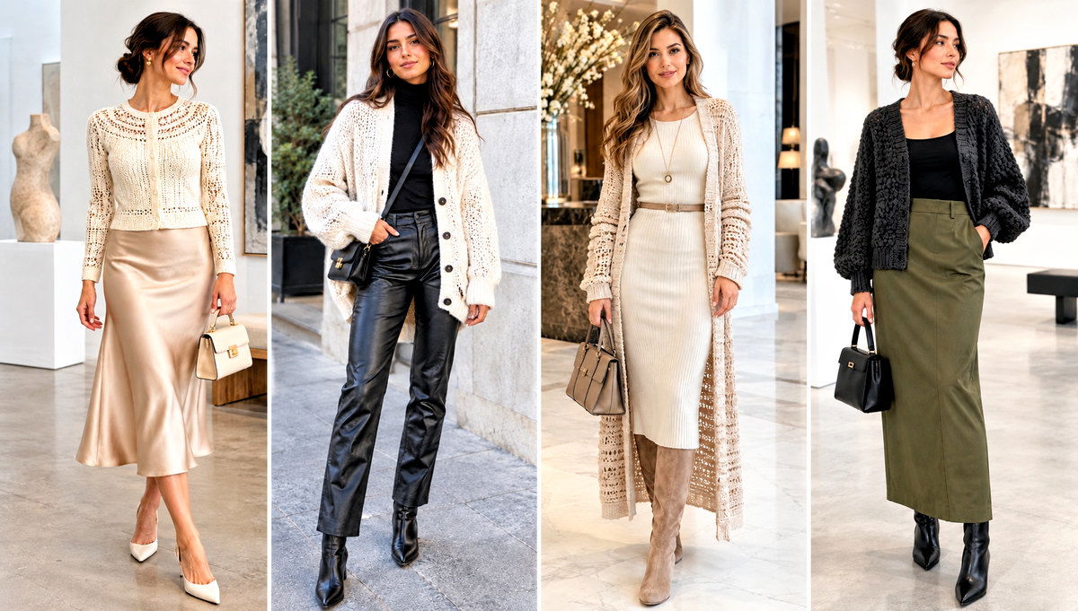 30 Top Down Crochet Cardigan Outfit Ideas for Office Layers
