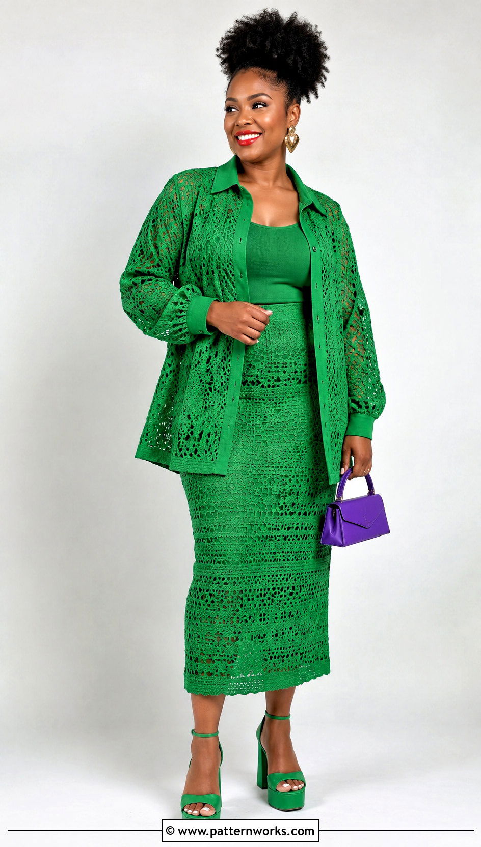 Tracee Ellis Ross Bright Crochet Shirt And Skirt Outfit - 30 celebrity crochet outfits ideas