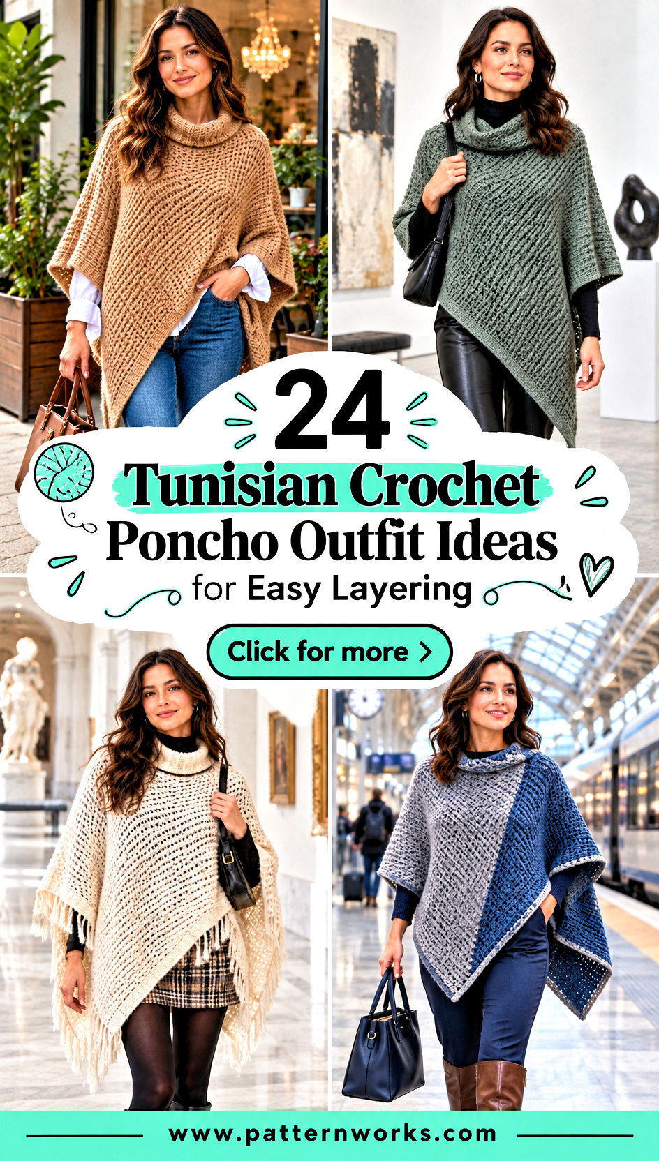 24 Tunisian Crochet Poncho Outfit Ideas for Easy Layering - 24 Tunisian Crochet Poncho Outfit Ideas for Easy Layering