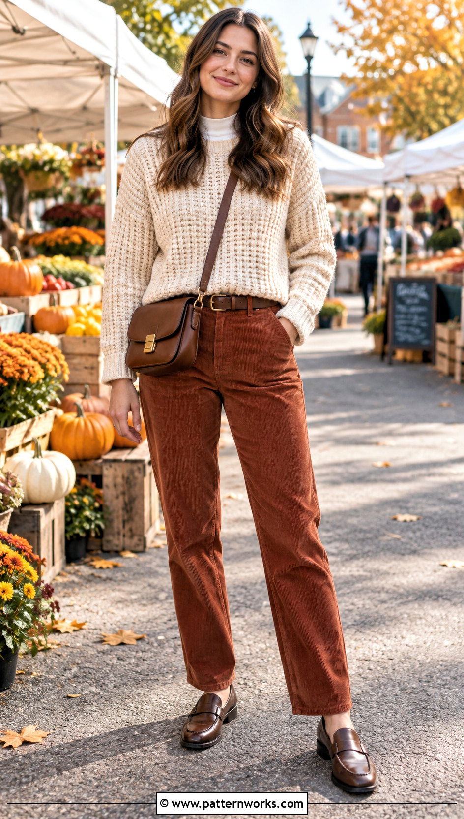 Tunisian Crochet Sweater With Corduroy Pants - 30 tunisian crochet sweater outfit ideas