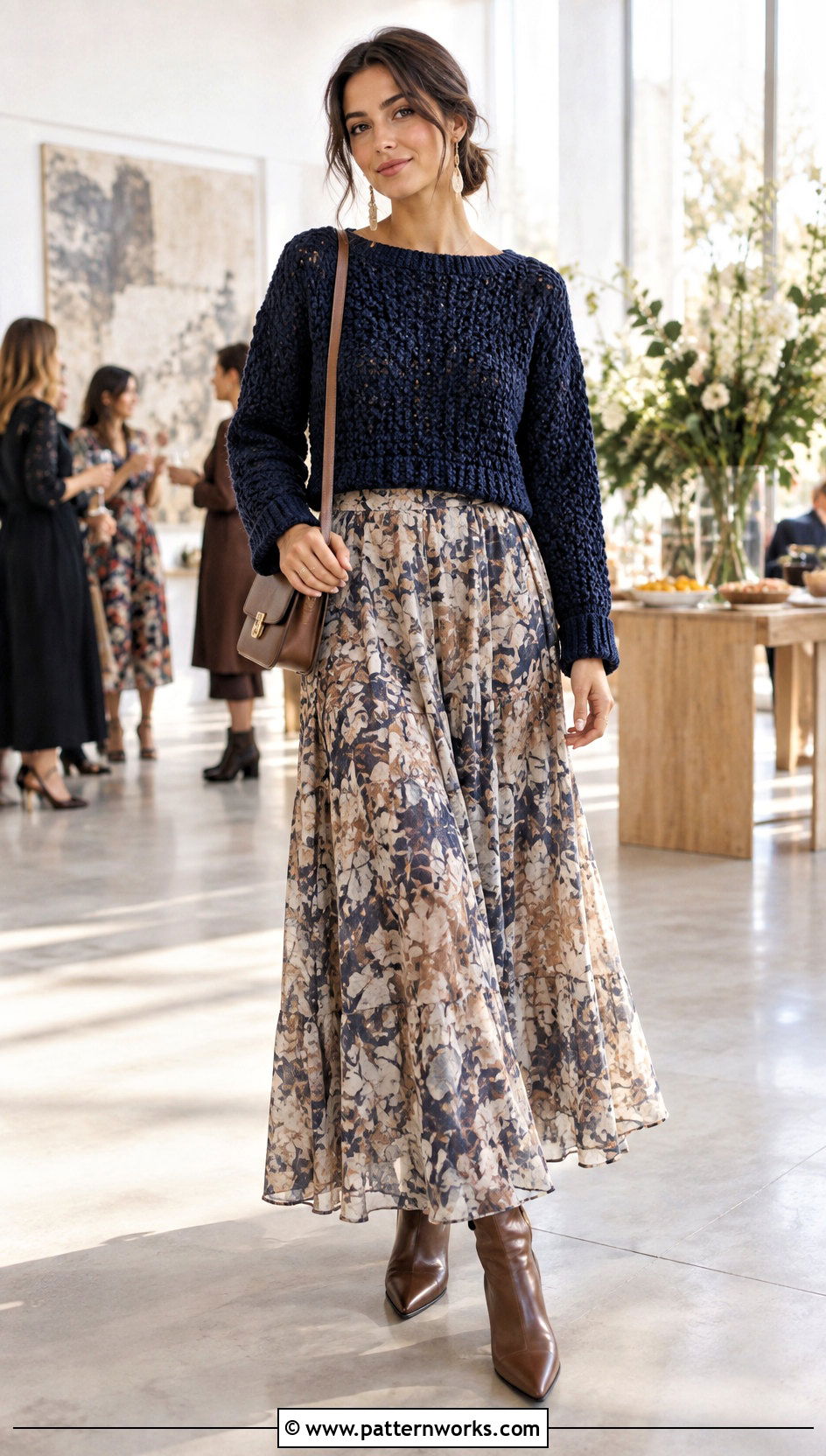 Tunisian Crochet Sweater With Maxi Skirt - 30 tunisian crochet sweater outfit ideas
