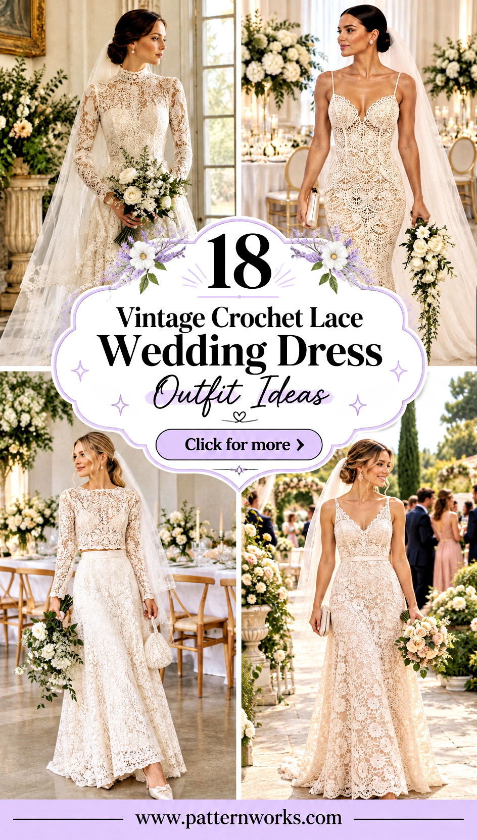 18 Vintage Crochet Lace Wedding Dress Outfit Ideas - 18 Vintage Crochet Lace Wedding Dress Outfit Ideas