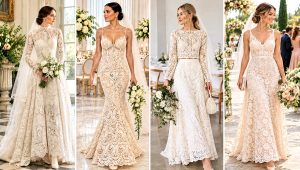 18 Vintage Crochet Lace Wedding Dress Outfit Ideas