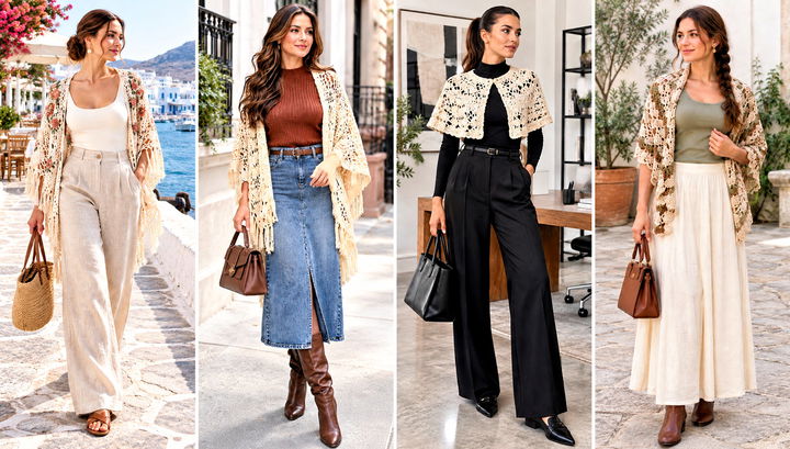 24 Vintage Crochet Shawl Outfit Ideas for Retro Layers