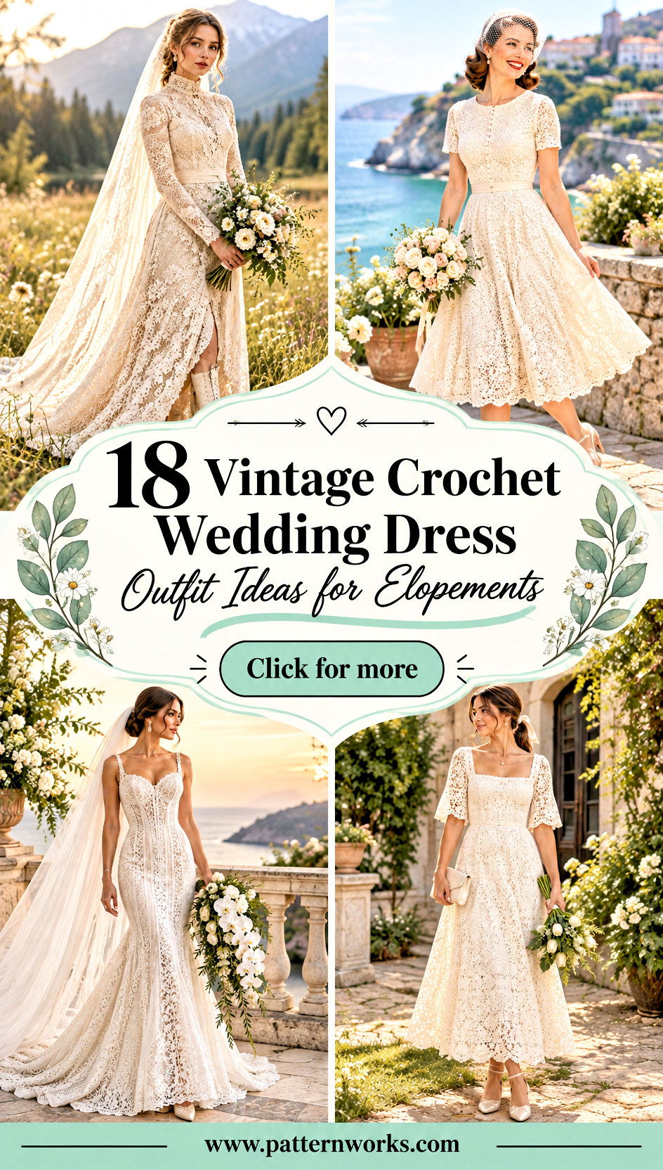 18 Vintage Crochet Wedding Dress Outfit Ideas for Elopements - 18 Vintage Crochet Wedding Dress Outfit Ideas for Elopements