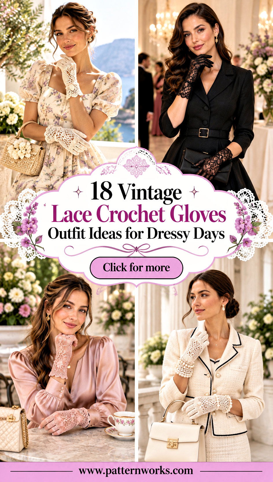 18 Vintage Lace Crochet Gloves Outfit Ideas for Dressy Days - 18 Vintage Lace Crochet Gloves Outfit Ideas for Dressy Days