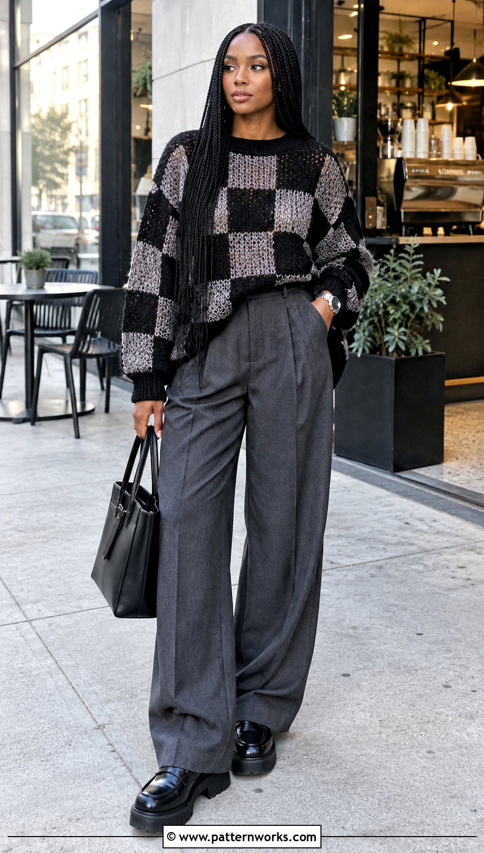 Wednesday Addams Crochet Sweater And Wide Leg Pants Outfit - 18 Wednesday Addams Crochet Clothes and outfit ideas