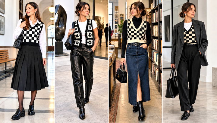 30 Wednesday Crochet Vest Outfit Ideas for Gothic Style