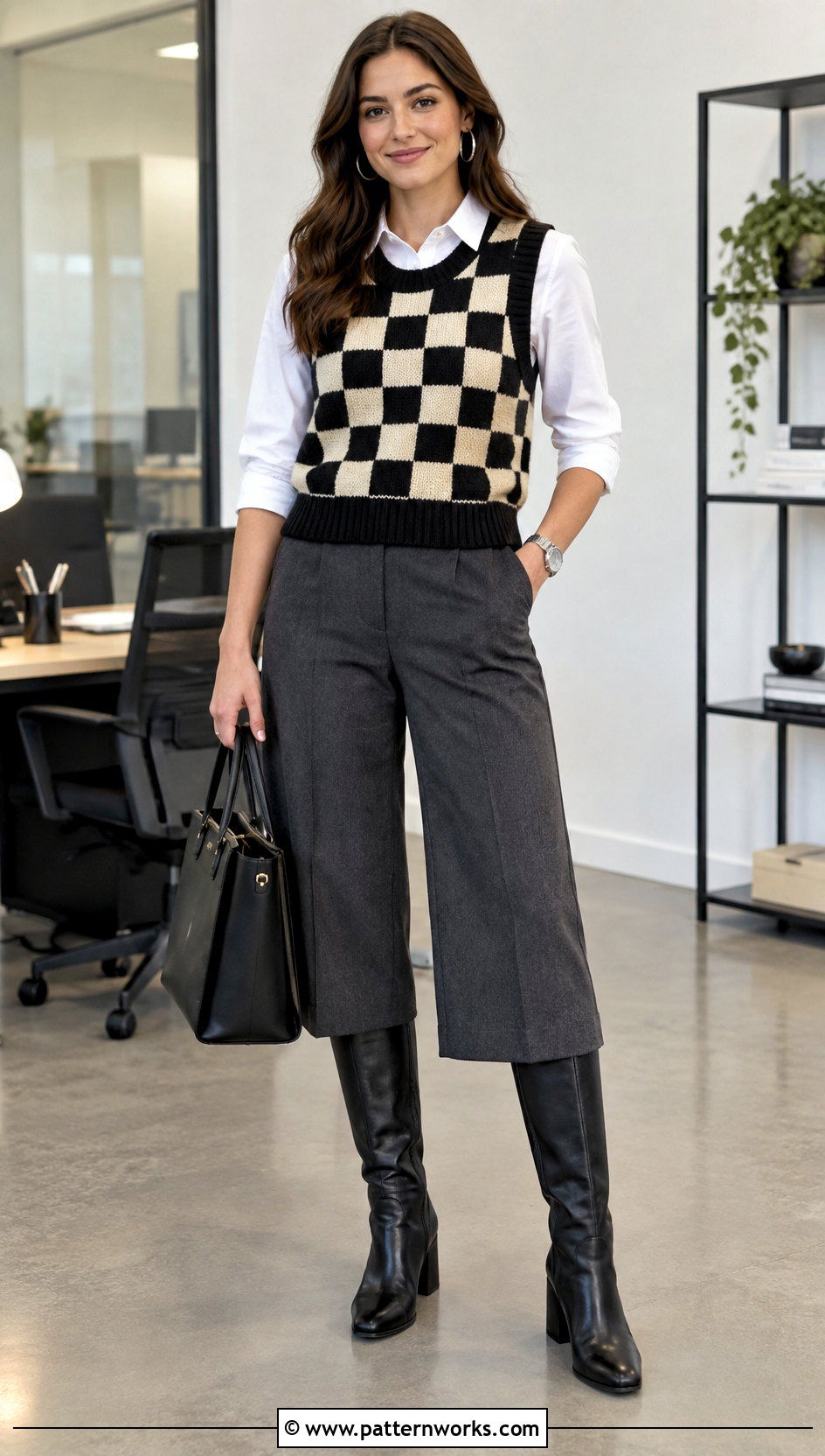 Wednesday Crochet Vest With Tailored Culottes - 30 wednesday crochet vest outfit ideas