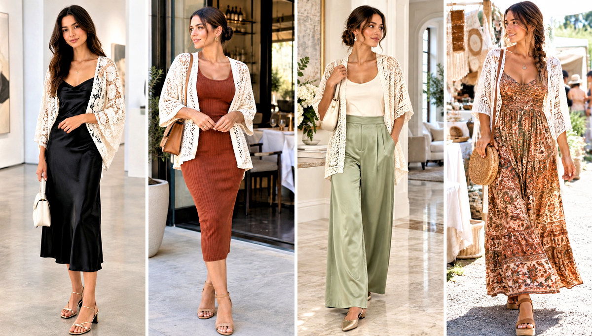 18 White Crochet Kimono Outfit Ideas for Breezy Beach Days