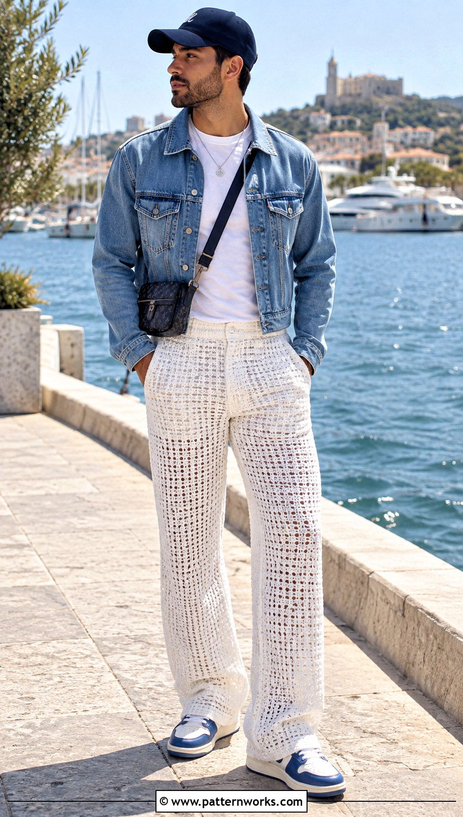 White Crochet Pants With Denim Jacket - 24 mens crochet pants outfit ideas