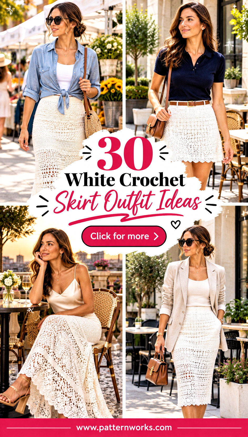 30 White Crochet Skirt Outfit Ideas for Day-to-Night Looks - 30 White Crochet Skirt Outfit Ideas for Day-to-Night Looks