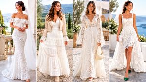 24 White Crochet Wedding Dress Outfit Ideas for Boho Brides