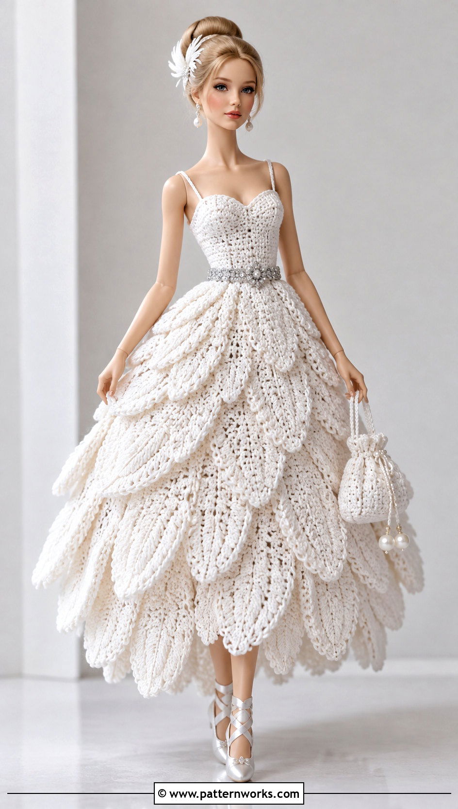White Swan Crochet Barbie Ball Gown Outfit - 30 crochet barbie ball gowns outfit ideas