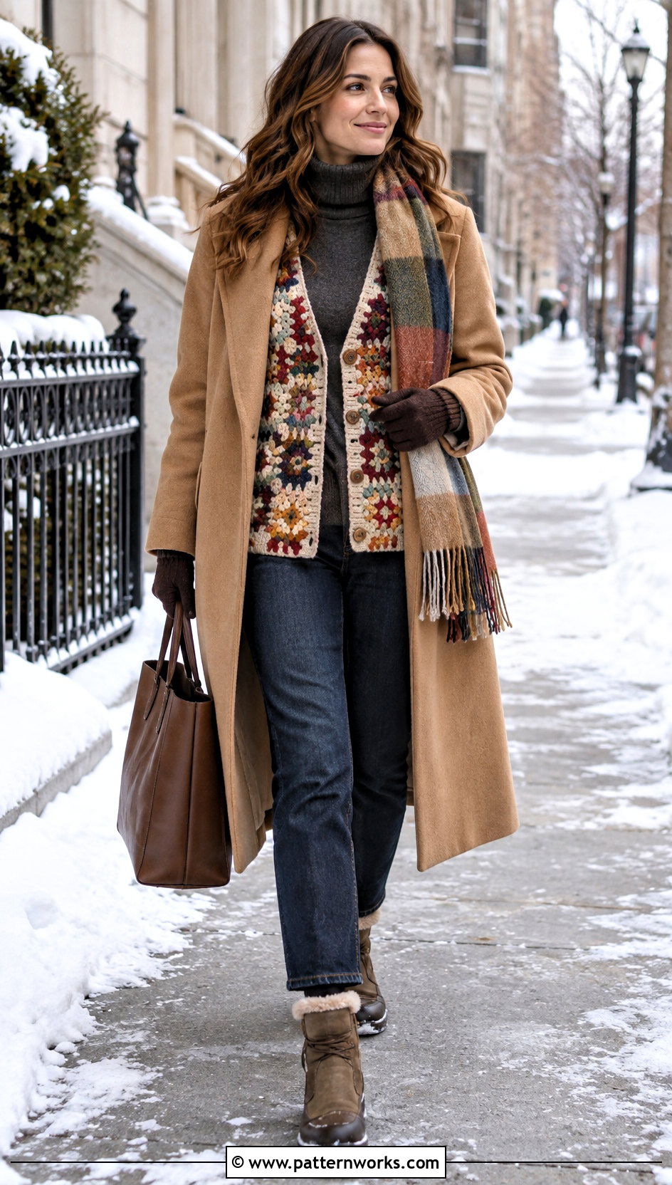 Winter Crochet Cardigan With Turtleneck And Jeans - 30 crochet cardigan women outfit ideas