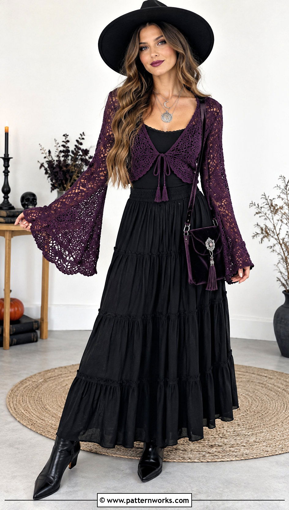Witch Halloween Crochet Crop Top Outfit - 18 halloween crochet crop top outfit ideas
