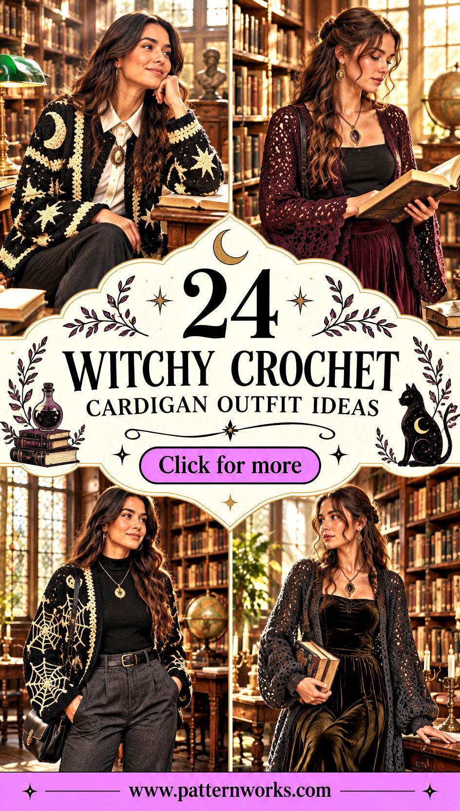 24 Witchy Crochet Cardigan Outfit Ideas for Dark Academia - 24 Witchy Crochet Cardigan Outfit Ideas for Dark Academia