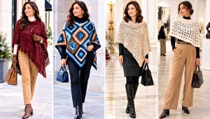 30 Women's Winter Crochet Poncho Outfit Ideas to Stay Cozy