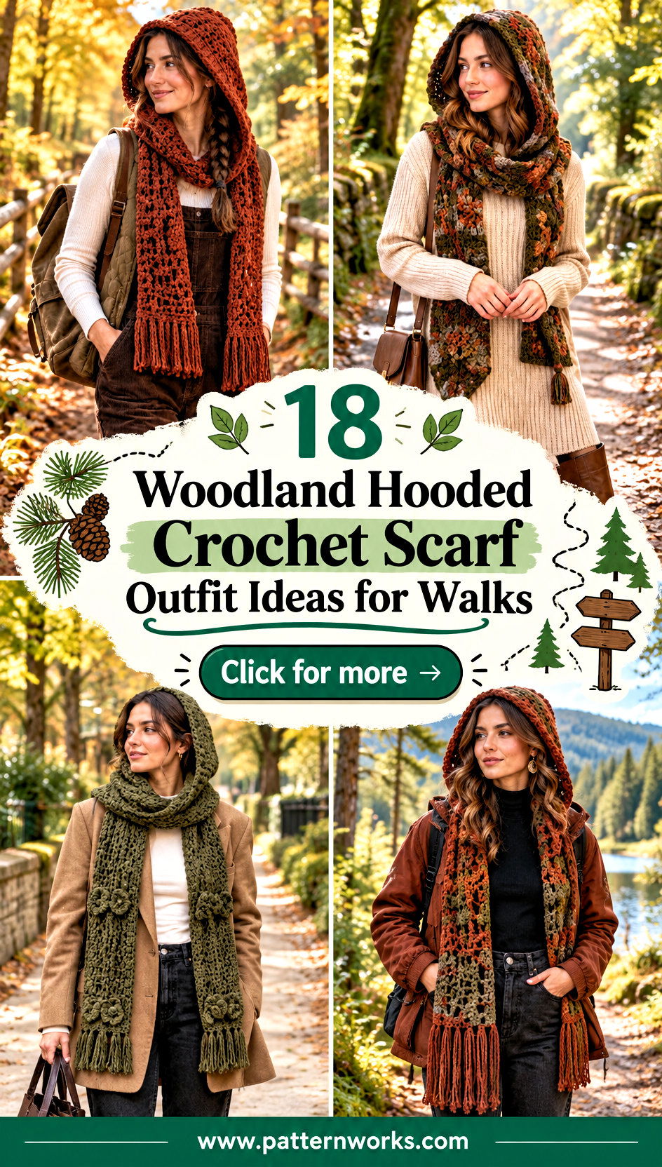 18 Woodland Hooded Crochet Scarf Outfit Ideas for Walks - 18 Woodland Hooded Crochet Scarf Outfit Ideas for Walks