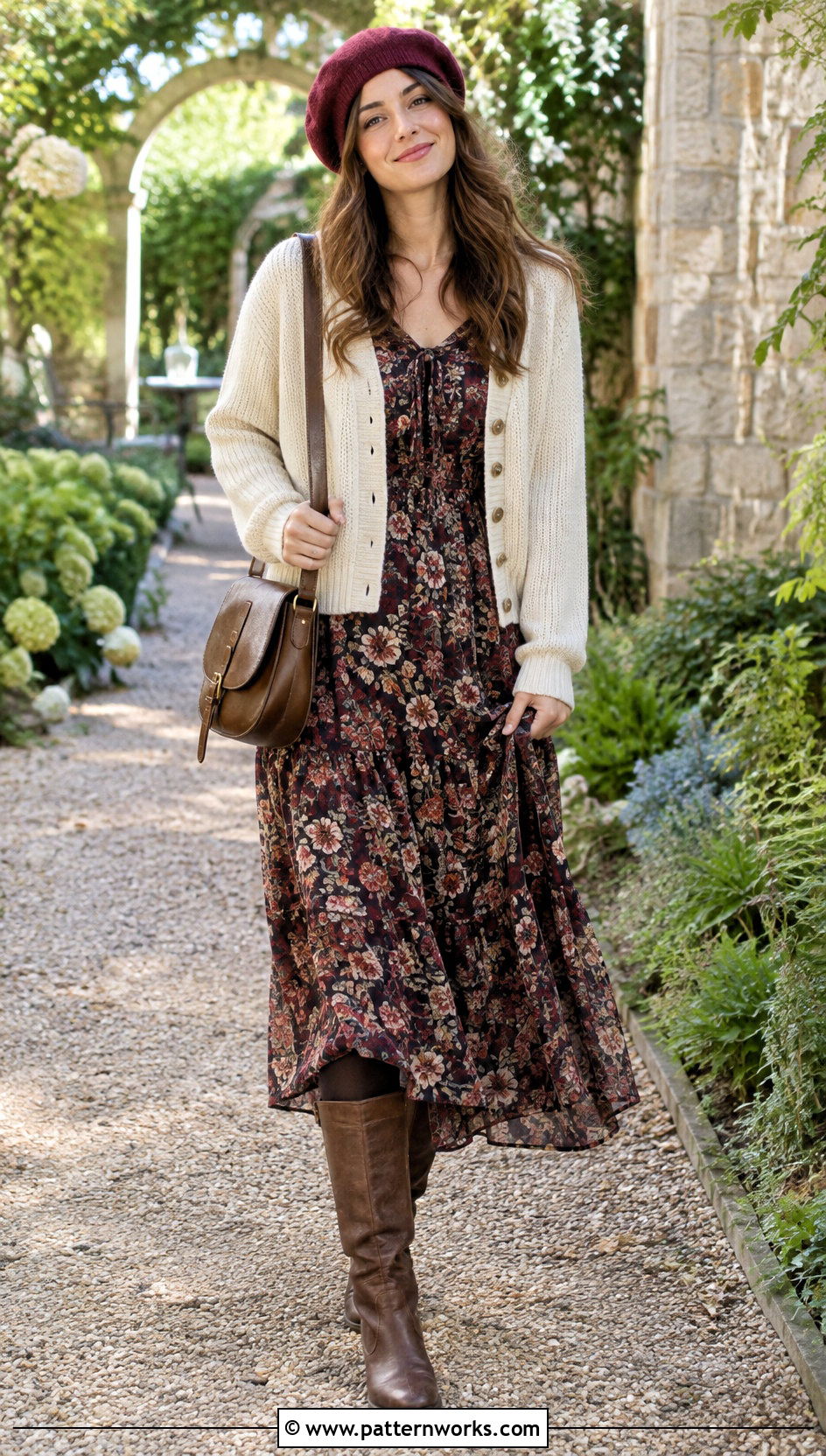 Wool Crochet Hat With Maxi Dress And Boots - 24 Wool Crochet Hat outfit ideas