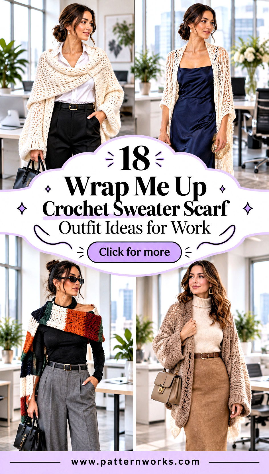 18 Wrap Me Up Crochet Sweater Scarf Outfit Ideas for Work - 18 Wrap Me Up Crochet Sweater Scarf Outfit Ideas for Work