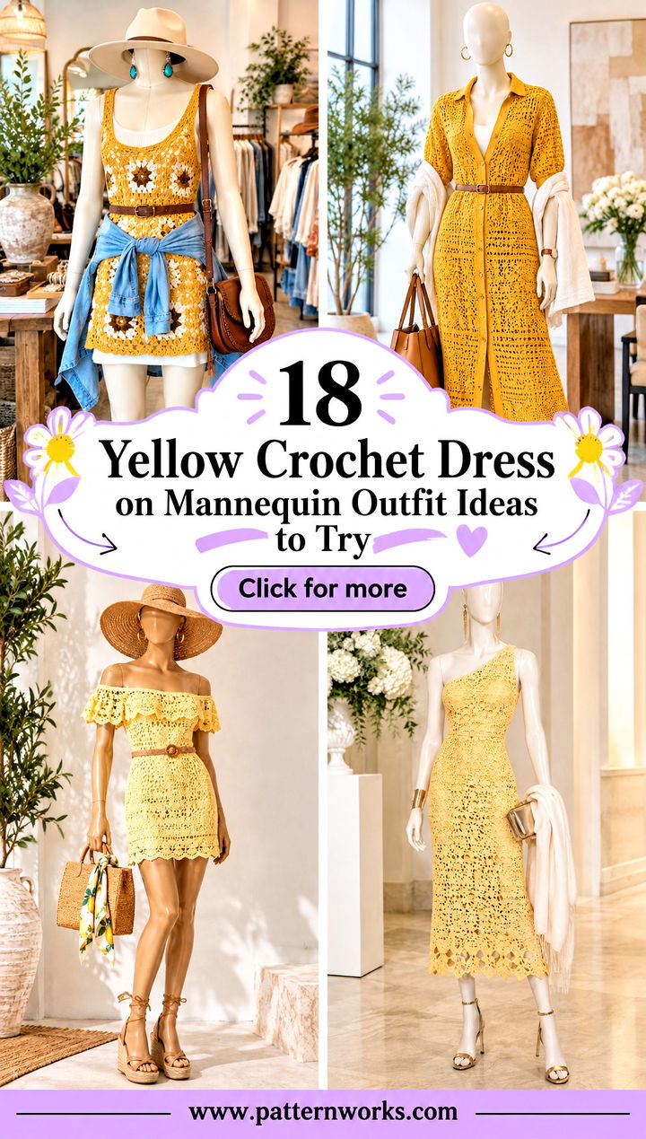 18 Yellow Crochet Dress on Mannequin Outfit Ideas to Try - 18 Yellow Crochet Dress on Mannequin Outfit Ideas to Try