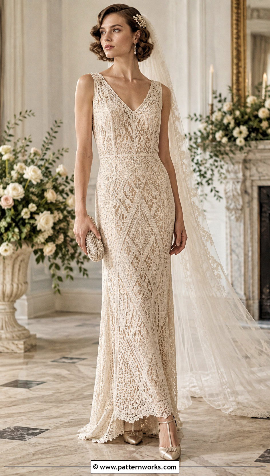 s Crochet Lace Column Wedding Dress With T Strap Heels - 18 Vintage Crochet Lace Wedding Dress outfit ideas